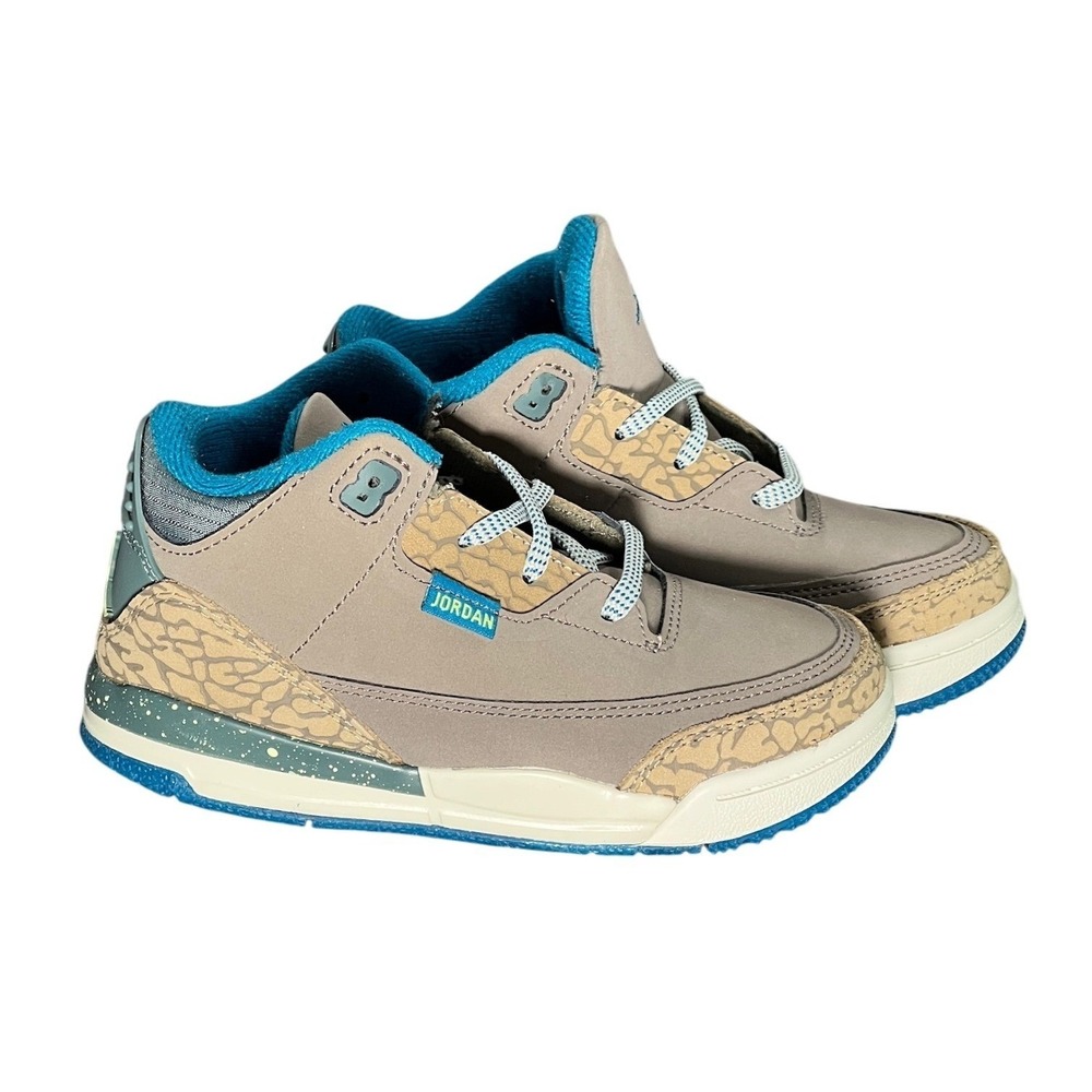 NIB Jordan 3 Retro TD Boys 10c Toddler Sneaker Olive Grey Green Abyss IB7065-001
